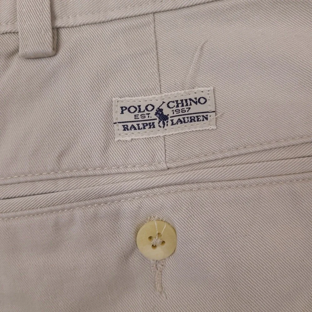 Polo Ralph‎ Lauren Shorts Mens 40 Beige 100% Cotton Pleated Tyler Short Vintage